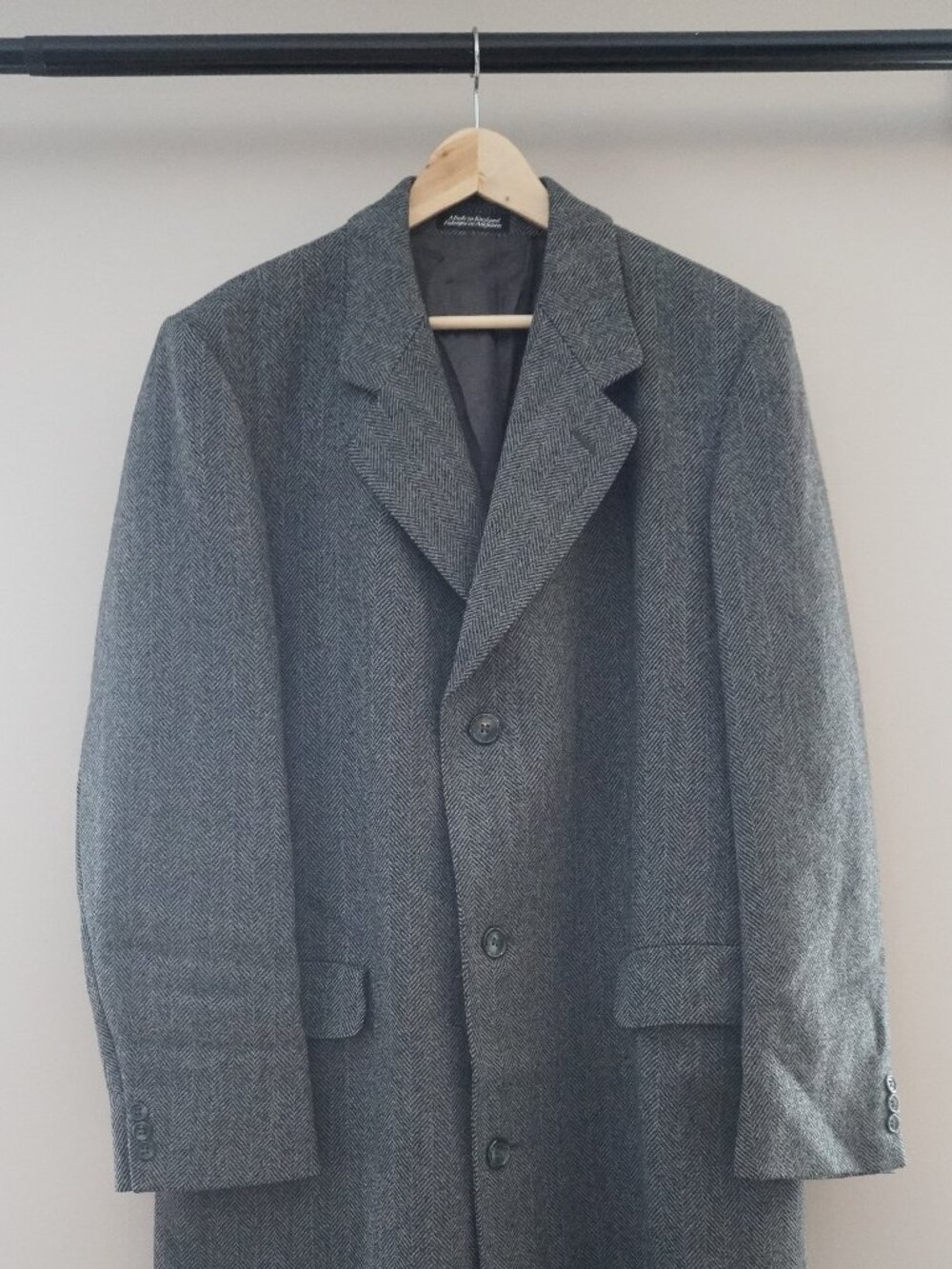 Vintage Wool Herringbone Trench Coat